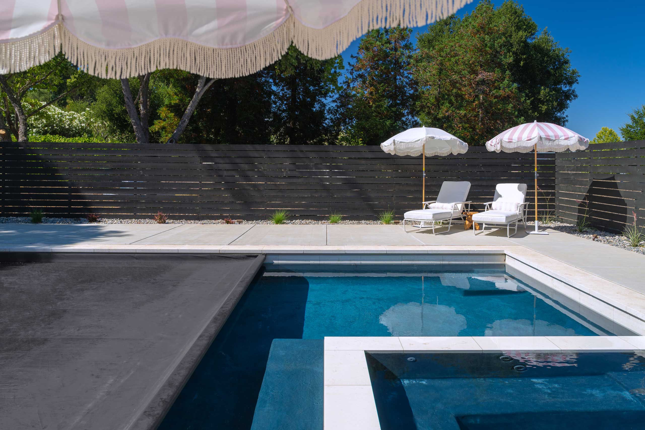 Our team at work installing a pool cover