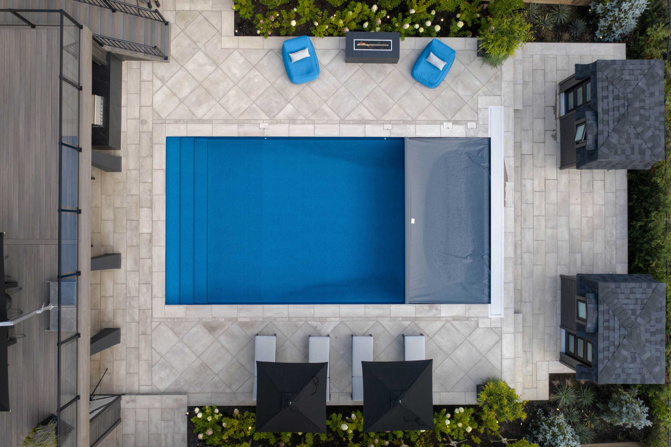 Pool cover installation for new construction